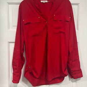 Calvin Klein Red Long Sleeve Relaxed Blouse